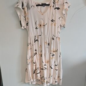 Floral Print Cream Dress